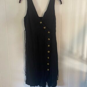 Wild Fable Black Midi Dress with Gold Buttons